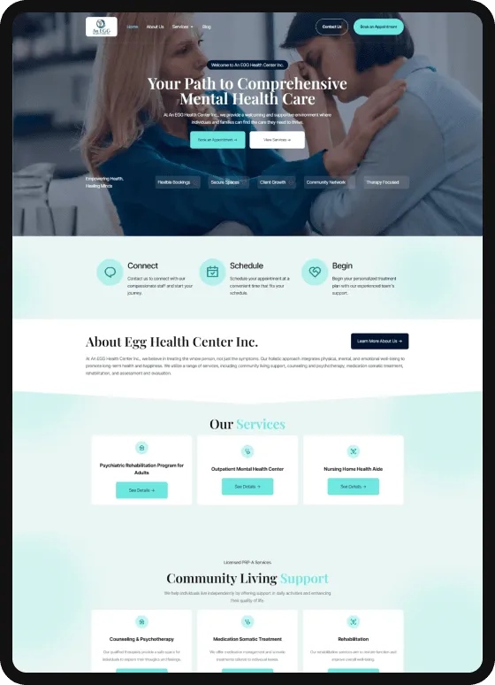 Screenshot of the An EGG Health Center website