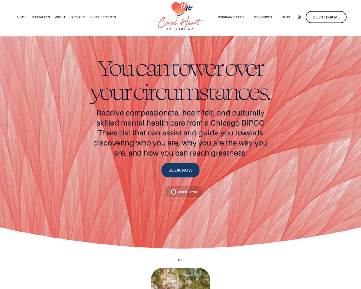Screenshot of the Coral Heart Counseling website
