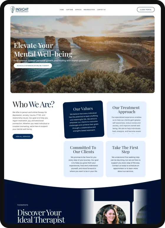 Screenshot of the Insight Psychology website